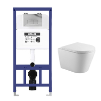 Инсталляция HOLLER MQ102 (комплект 3 в 1) + Унитаз подвесной безободковый HOLLER SHELL, белый + Клавиша смыва HOLLER GPV, хром