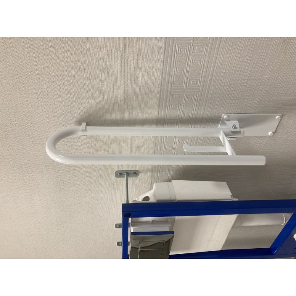 Поручень откидной  нерж. с фиксатором и бумагодержателем (крепление к стене)