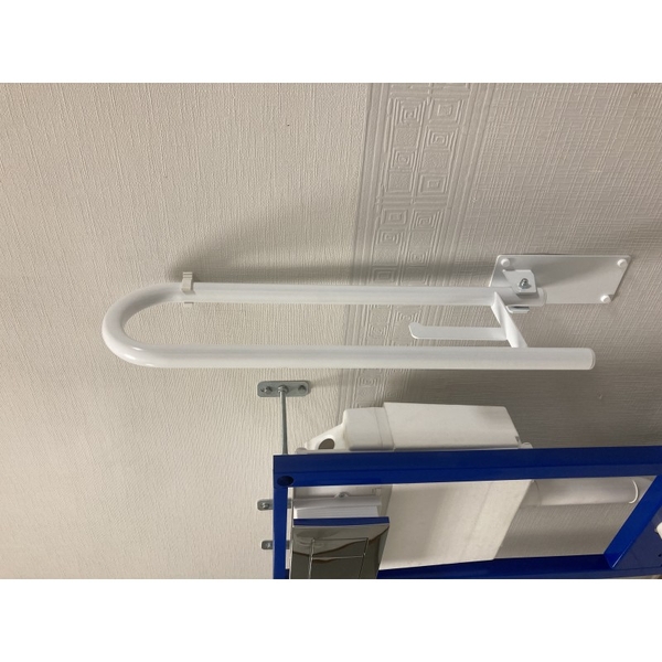 Поручень откидной  нерж. с фиксатором и бумагодержателем (крепление к стене)