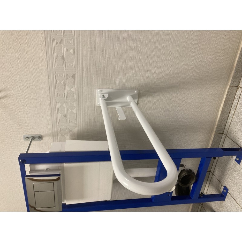 Поручень откидной  нерж. с фиксатором и бумагодержателем (крепление к стене)