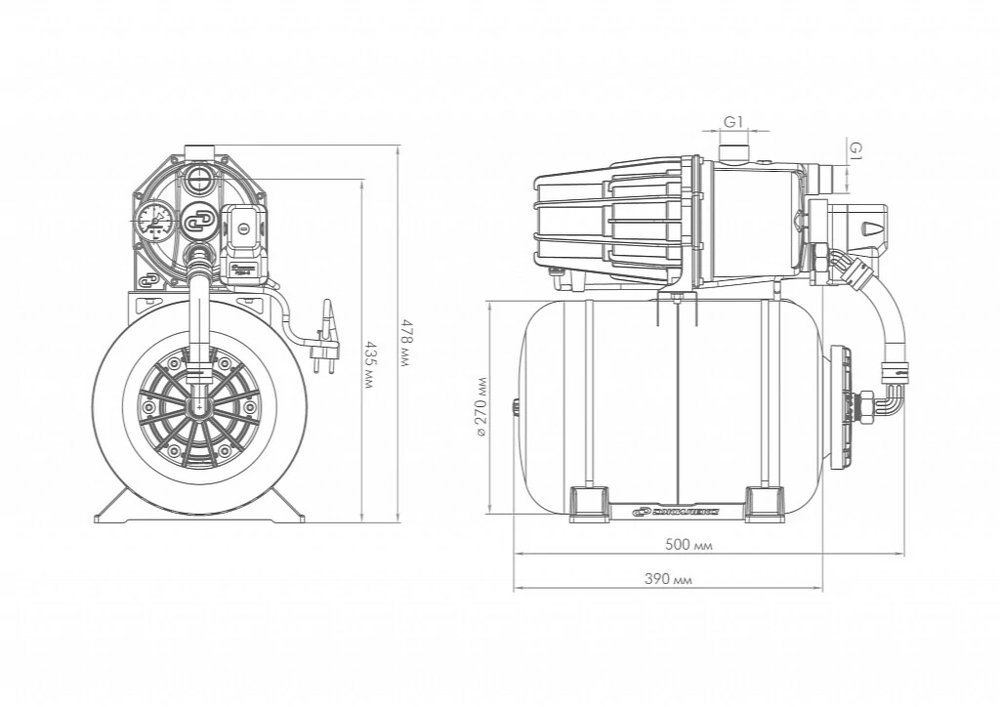 Насос-автомат ДЖИЛЕКС ДЖАМБО ПРО 60/35 Н-24 (0,62 кВт 60 л/мин, глубина всасывания 9м, выс. подъема 35м, нерж. корп.) 3113