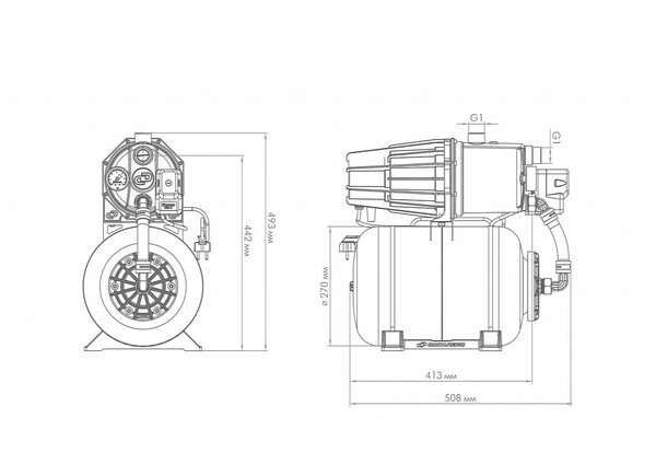Насос-автомат ДЖАМБО ПРО 70/50 Н-24 (нерж, г/аккум. 24л.(мощн.1,1 кВт, производ.4200 л/ч, напор 50м) 3114