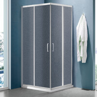 Душевое ограждение SANTREK AQUA Lea- CR-900-G-Brushed 900*900*1850 Г-обр. стекло ГРЕЙП 5мм, профиль Сатин 