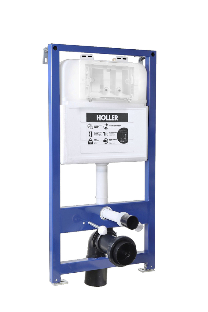 Инсталляция HOLLER MQ100 (комплект 3 в 1) + Унитаз подвесной безободковый HOLLER POINT TORNADO (3.0),белый  + Клавиша смыва HOLLER MWV, белый