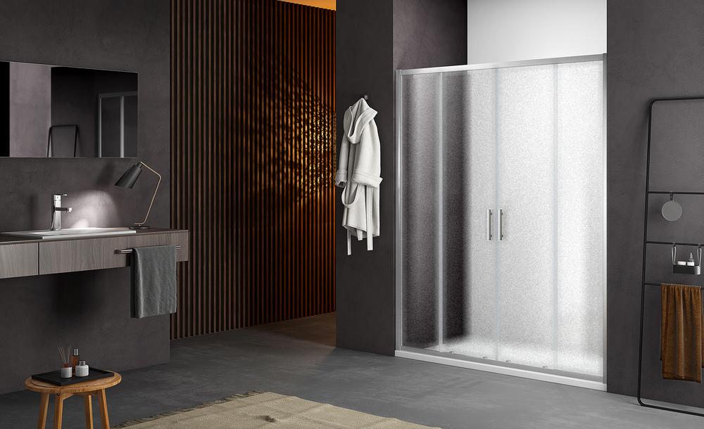 Душевое ограждение SANTREK AQUA Time- DF-1800-G-Chrome 1800*1950 Прямое стекло Грейп 6 мм, профиль Хром