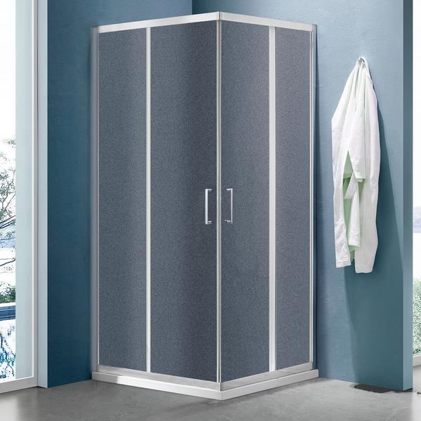 Душевое ограждение SANTREK AQUA Lea- CR-900*800-G-Brushed 900*800*1850 Г-обр. стекло ГРЕЙП 5мм, профиль Сатин