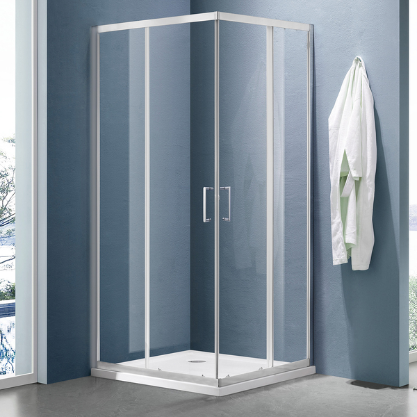 Душевое ограждение SANTREK AQUA Lea-CR-900*800-C-Brushed 900*800*1850 Г-обр. стекло Прозр 5мм, профиль Сатин