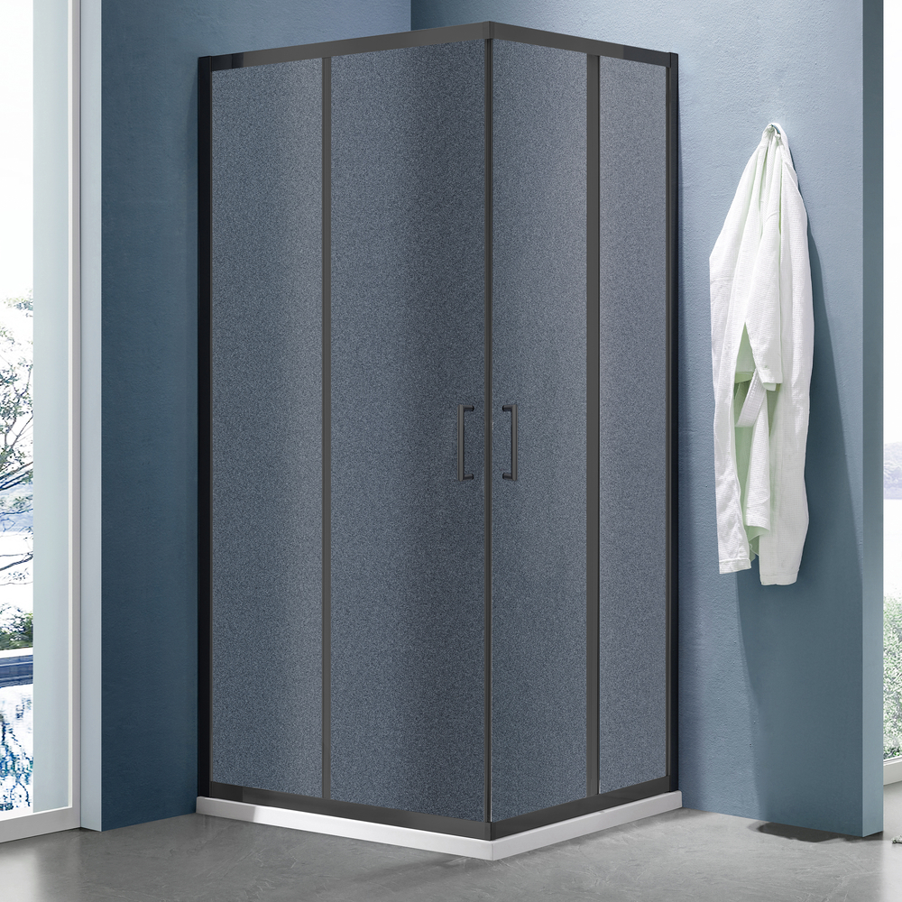 Душевое ограждение SANTREK AQUA Lea-CR-1200*800-G-Matt Black 1200*800*1850 Г-обр. стекло Грейп 5мм, профиль Черный 