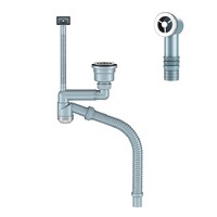 Д-11008У Сифон для кухни с выпуском NORDFORM ОРИО 3 1/2, смещенный (телескопический), с универсальным переливом, корзиной для мусора и гибкой трубой