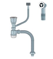 Д-11052У Сифон для кухни с выпуском NORDFORM ОРИО 3 1/2, с универсальным переливом, корзиной для мусора и гибкой трубой