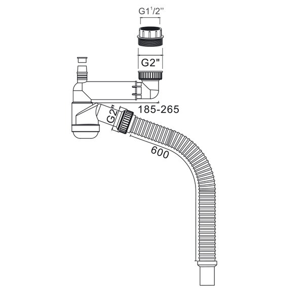 Д-11408У Сифон для кухни с выпуском NORDFORM ОРИО 3 1/2, смещенный (телескопический), с универсальным переливом, отводом и гибкой трубой