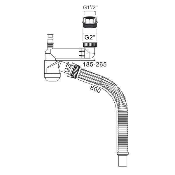 Д-7008 Сифон для мойки NORDFORM ОРИО, с чашкой д.70мм, смещенный (телескопический), с отводом и гибкой трубой