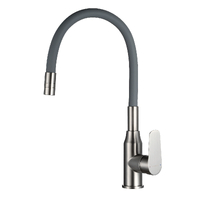 DR29024BN-Gray Смеситель одноручный для кухни с гибким изливом, никель/серый, DECOROOM