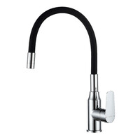 DR29024-Black Смеситель одноручный для кухни с гибким изливом, хром/чёрный, DECOROOM