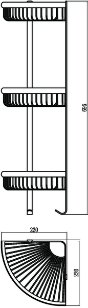 S-005854-3 Полка решетка угл. 3 яруса SAVOL