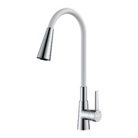 Смеситель одноручный для кухни с гибким цветным изливом, хром/белый ROSSINKA Z35-39-White НОВИНКА!!!