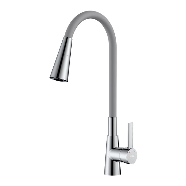 Смеситель одноручный для кухни с гибким цветным изливом, хром/серый, ROSSINKA Z35-39-Gray НОВИНКА!!!