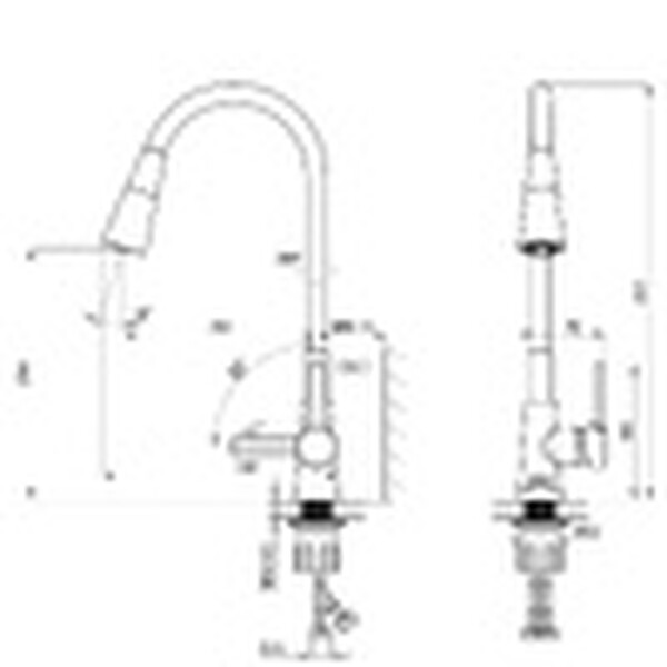 Смеситель одноручный для кухни с гибким цветным изливом, хром/черный, ROSSINKA  Z35-39-Black НОВИНКА!!! 