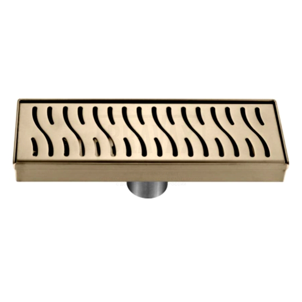 K81410Y-30 Трап-лоток GERHANS нерж 300*100мм (вертикальный выпуск) (золотой сатин)  сухой затвор