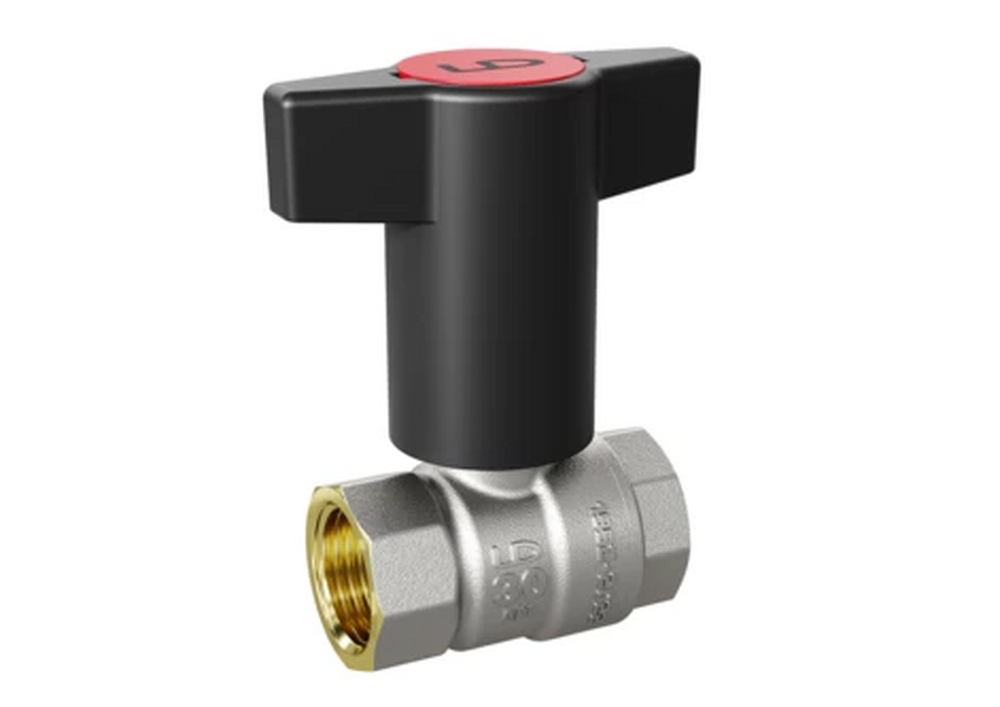 Кран вода LD Pride 1/2" г/г Т-рукоятка (красная+голубая) LD 47.340.15 RB