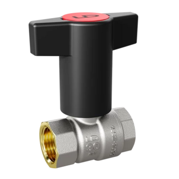 Кран вода LD Pride 3/4" г/г Т-рукоятка (красная+голубая) LD 47.340.20 RB