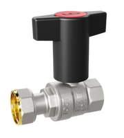 Кран вода LD Pride 1/2" г/г Т-рукоятка (красная+голубая) с накидной гайкой LD 47.341.15 RB