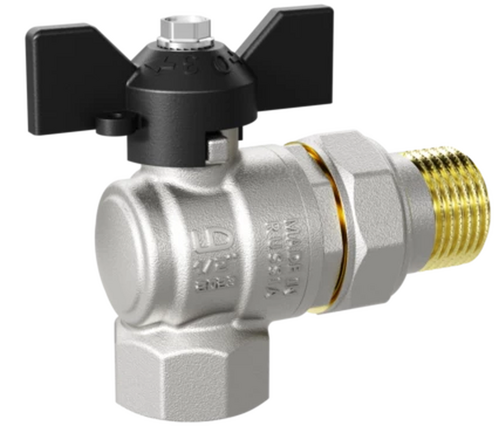 Кран вода LD Pride 3/4" г/ш баб американка УГЛОВОЙ LD 47.206.20 