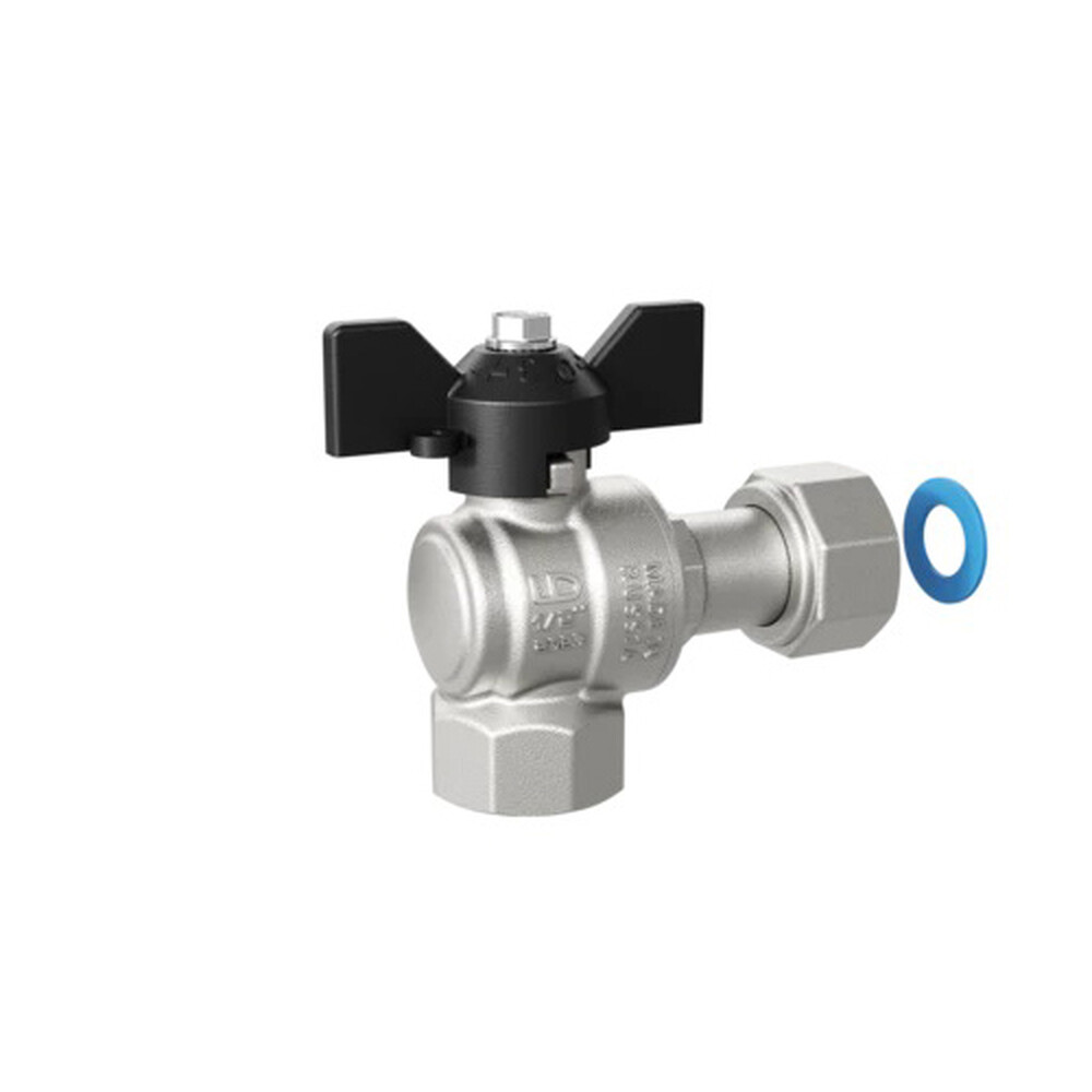 Кран вода LD Pride 3/4" г/г баб с накидной гайкой УГЛОВОЙ LD 47.246.20