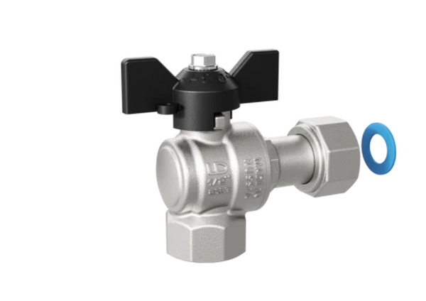 Кран вода LD Pride 3/4" г/г баб с накидной гайкой УГЛОВОЙ LD 47.246.20