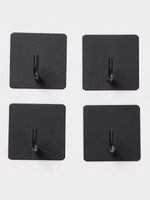 Набор крючков металлических на липучке 4 шт, квадрат, цвет черный   10877373