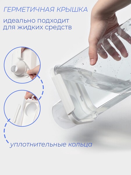 Контейнер-органайзер для стирального порошка и кондиционера с мерным стаканом, 2300 мл 10777804