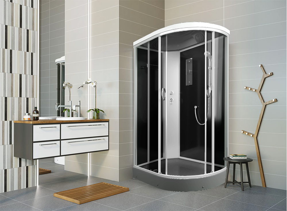 Душ.кабина ER3512PL-C2-RUS_GRAY 120*80*215см, зад.ст.стекло, тонир., 4мм, проф.сатин, 3к.