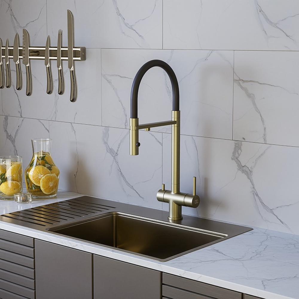 DA1462507Gold Смеситель для кухонной мойки с фильтром, матовое золото