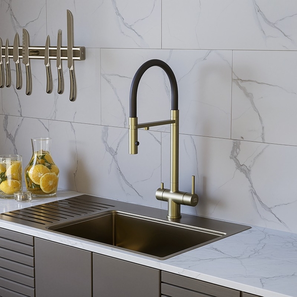 DA1462507Gold Смеситель для кухонной мойки с фильтром, матовое золото