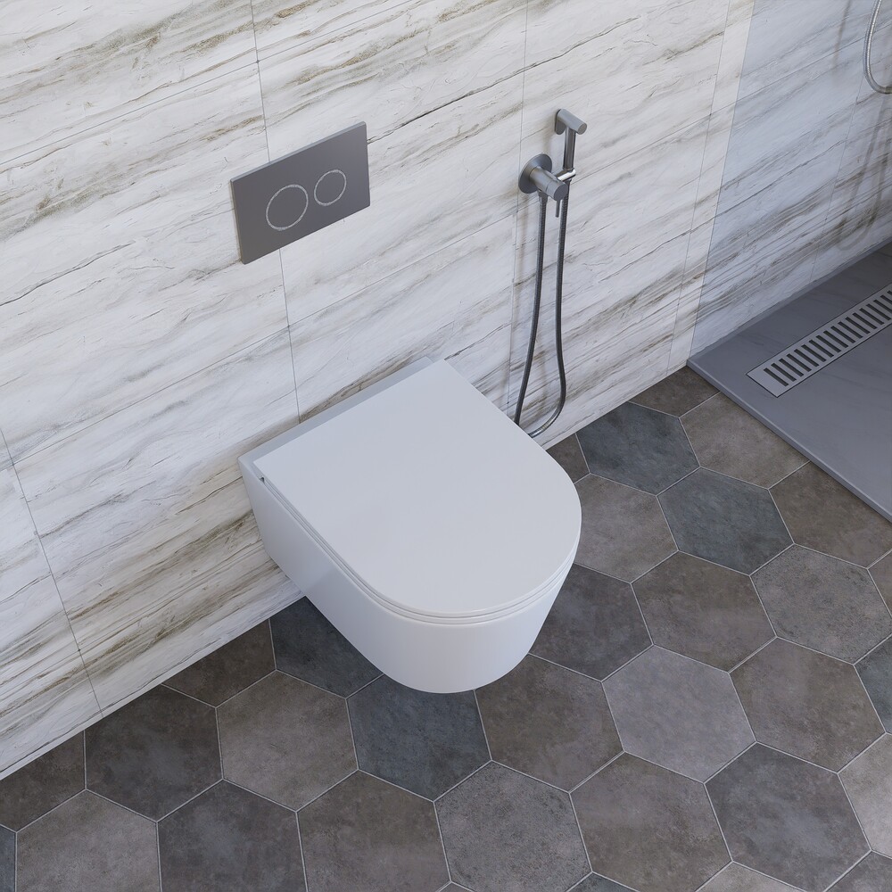 Унитаз подвесной безободковый (торнадо) DQ Schille DT1466516, 570*430*360мм, сиденье микролифт, белый