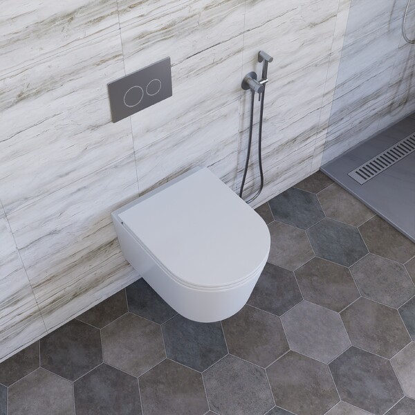 Унитаз подвесной безободковый (торнадо) DQ Schille DT1466516, 570*430*360мм, сиденье микролифт, белый