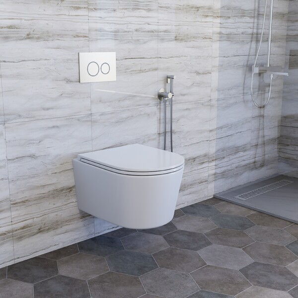 Унитаз подвесной безободковый (торнадо) DQ Schille DT1466516, 570*430*360мм, сиденье микролифт, белый