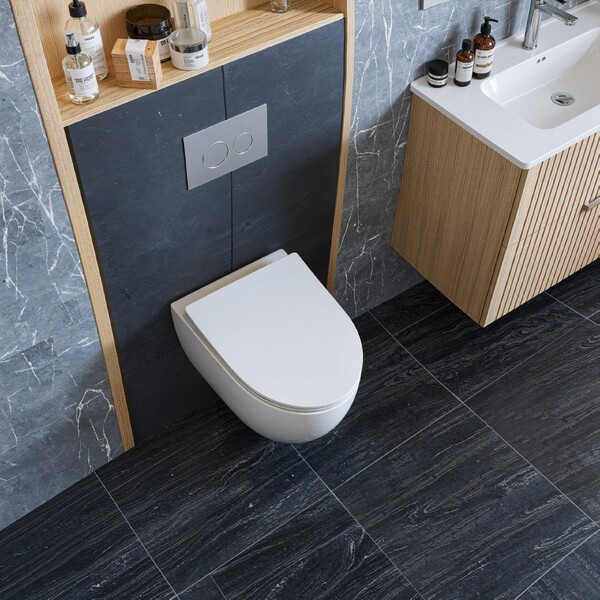 Унитаз подвесной безободковый (торнадо) DQ Grimm DT1386516, 560*390*395мм, сиденье микролифт, белый