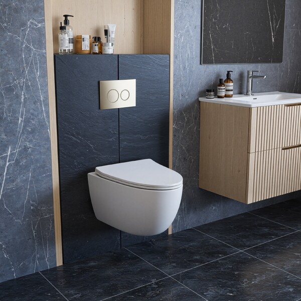 Унитаз подвесной безободковый (торнадо) DQ Grimm DT1386516, 560*390*395мм, сиденье микролифт, белый