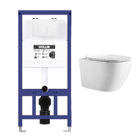    Инсталляция HOLLER MQ102 (комплект 3 в 1) + Унитаз подвесной безободковый HOLLER WALL,белый  + Клавиша смыва HOLLER GPB, хром