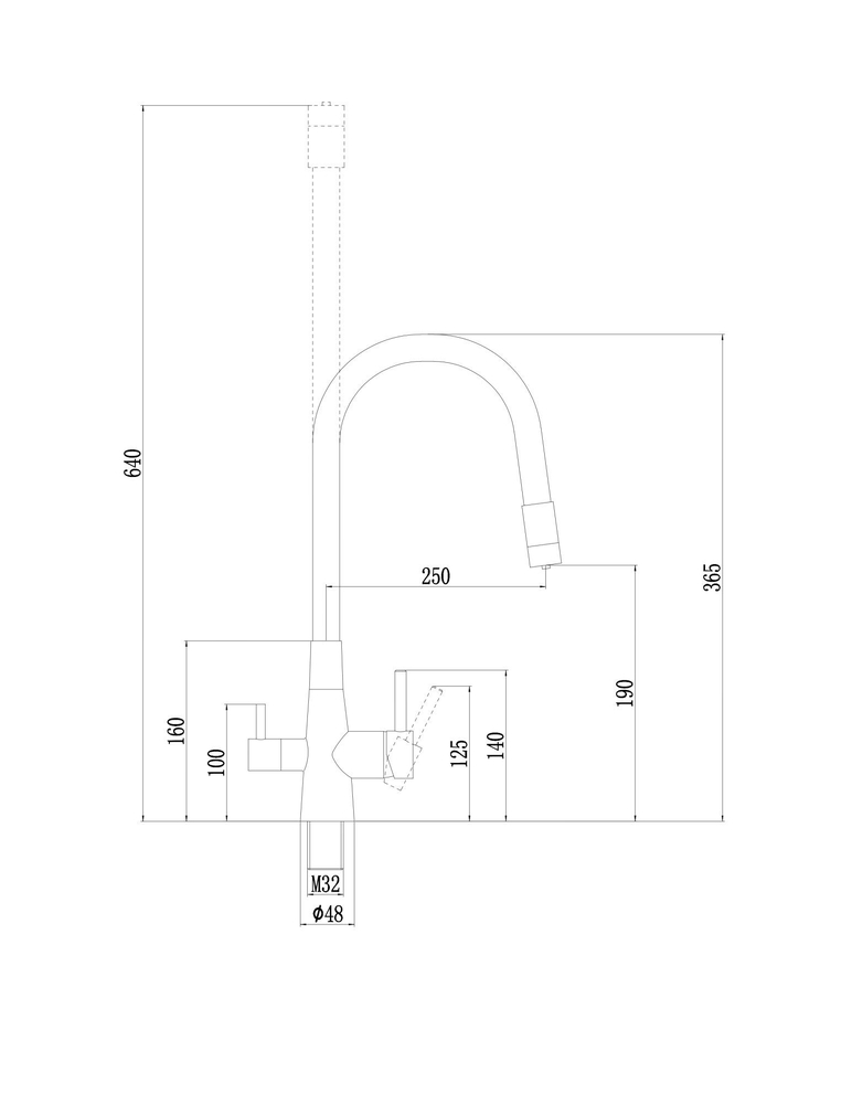 FS1062-A02 Смеситель Кухня FMARK под фильтр питьевой воды (гибкий излив Белый) шар.d=35 Хром, глянцевый