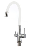 FS1062-A02 Смеситель Кухня FMARK под фильтр питьевой воды (гибкий излив Белый) шар.d=35 Хром, глянцевый