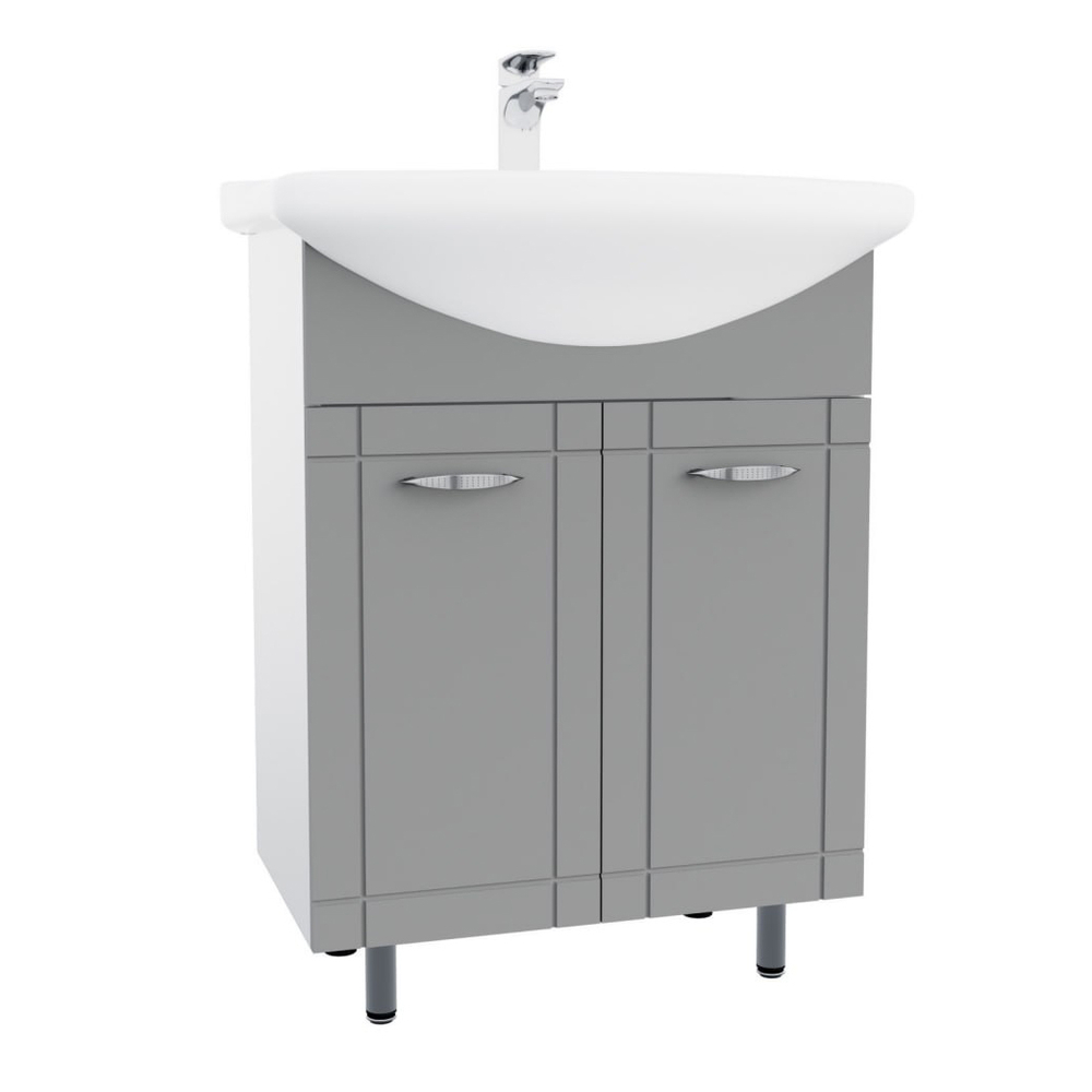 Подстолье SANTREK HOME "Мальта-64" (Серый МАТОВЫЙ) 2 двери под умывальник "Новая Грань-64" 576х800х345