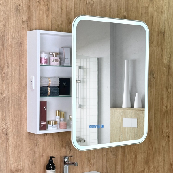Шкаф зеркальный "Cosmetic Light 60" (смена цвета, антизапотеватель, часы)