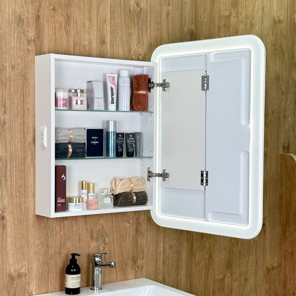Шкаф зеркальный "Cosmetic Light 60" (смена цвета, антизапотеватель, часы)