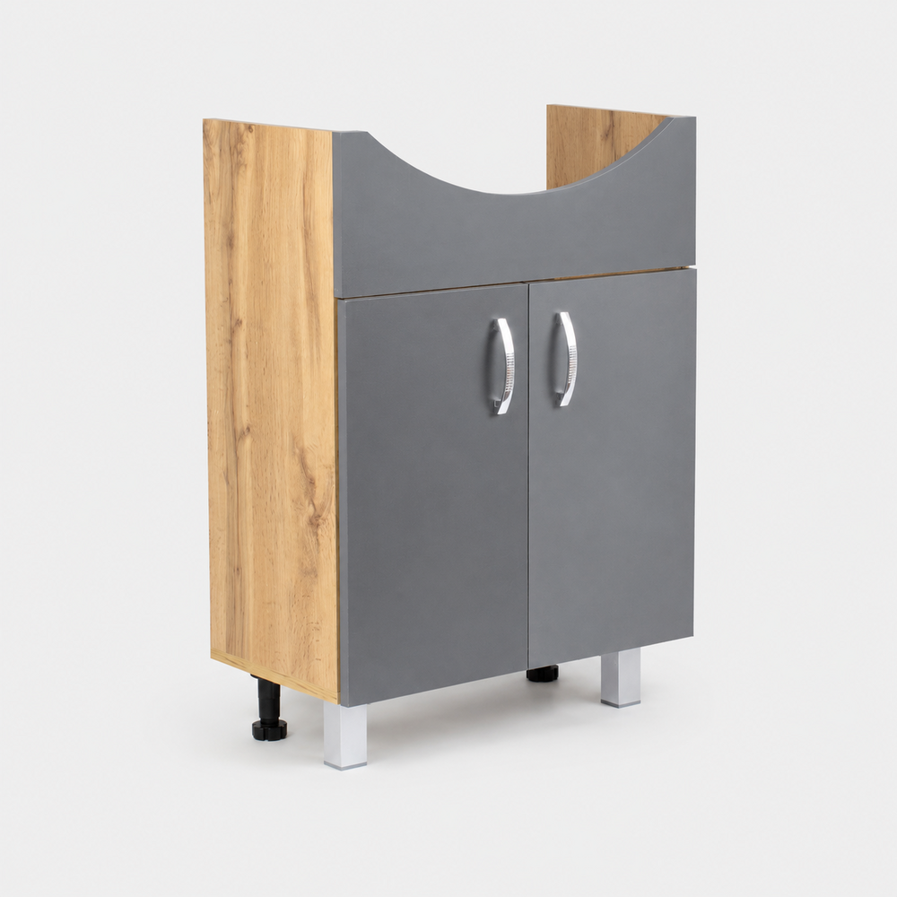 Подстолье SANTREK HOME (Дуб вотан/Графит) ЛДСП 2 двери под умывальник "Грация-61,5" 580х800х300 В РАЗБОРЕ