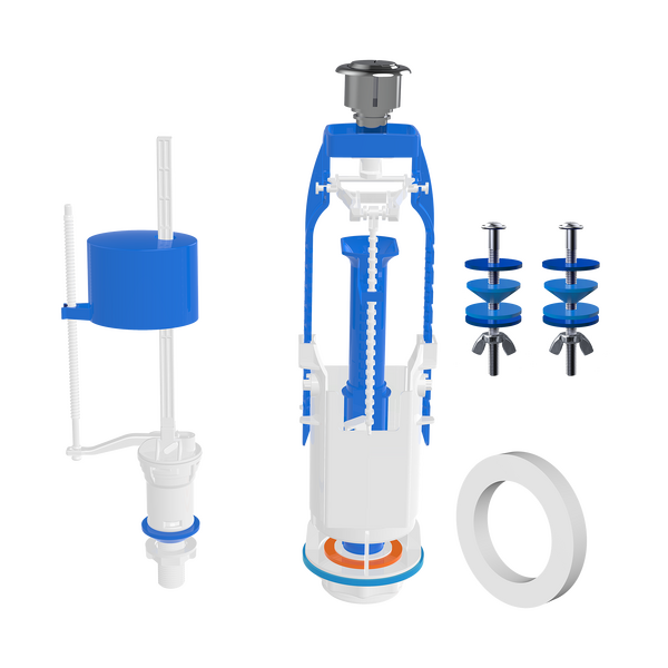 АНС-2122Х Арматура ОРИО в сборе с нижней подводкой (1/2", пластик, двойная кнопка, хром)