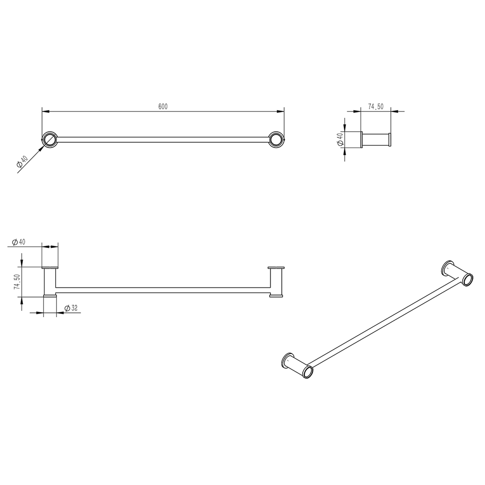 LMA-1613S-BRG Zenith Полотенцедержатель настенный, сталь, брашир. золото LEMARK