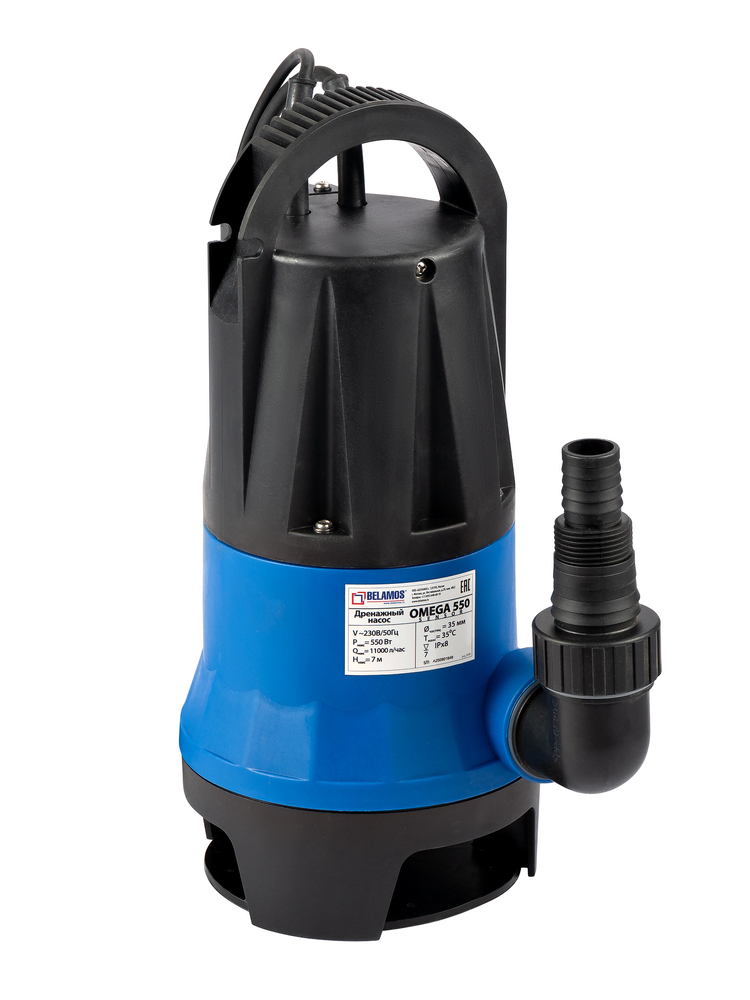 Насос погруж. дренаж. OMEGA 550 SENSOR (0,55 кВт,произ.10980 л/ч.,выс под. 7 м.,пропуск.частиц 35 мм., сенсорный поплавок)