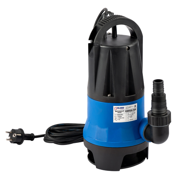 Насос погруж. дренаж. OMEGA 550 SENSOR (0,55 кВт,произ.10980 л/ч.,выс под. 7 м.,пропуск.частиц 35 мм., сенсорный поплавок)